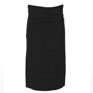 Herve Leger High Waist Black Criss Cross Pencil Skirt Bandage